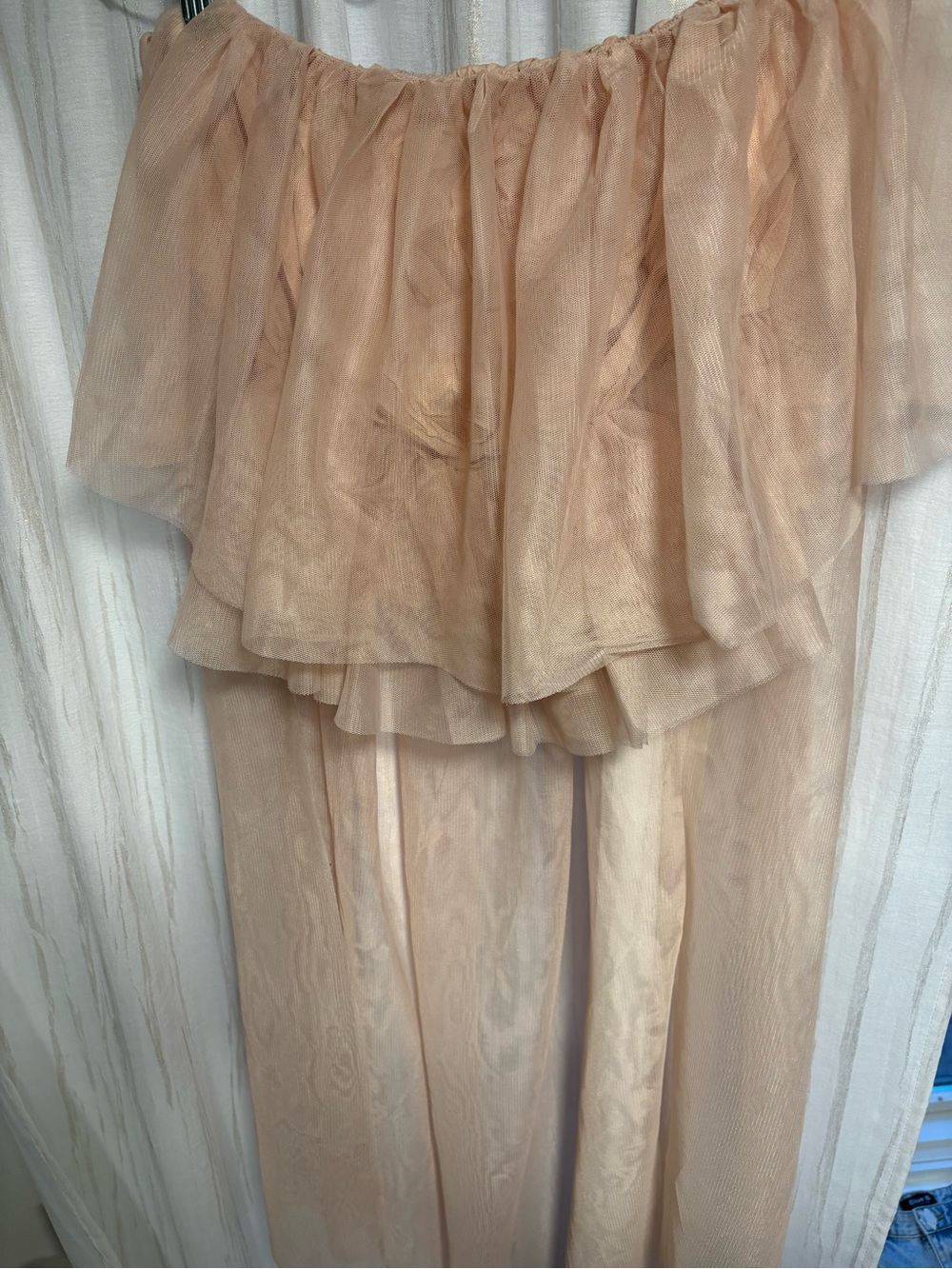 Sheer Strapless Nude Tulle Overlay Top - Picture 8 of 13